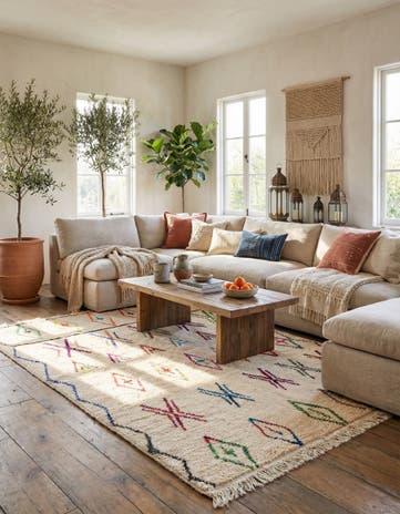 6' 6 x 9' 4 Hand Knotted Moroccan Wool Rug