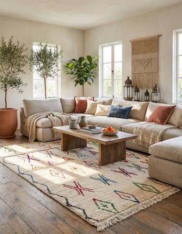 6' 6 x 9' 4 Hand Knotted Moroccan Wool Rug