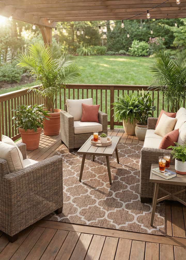 7' x 10' Easy-Clean Trellis Indoor / Outdoor Rug