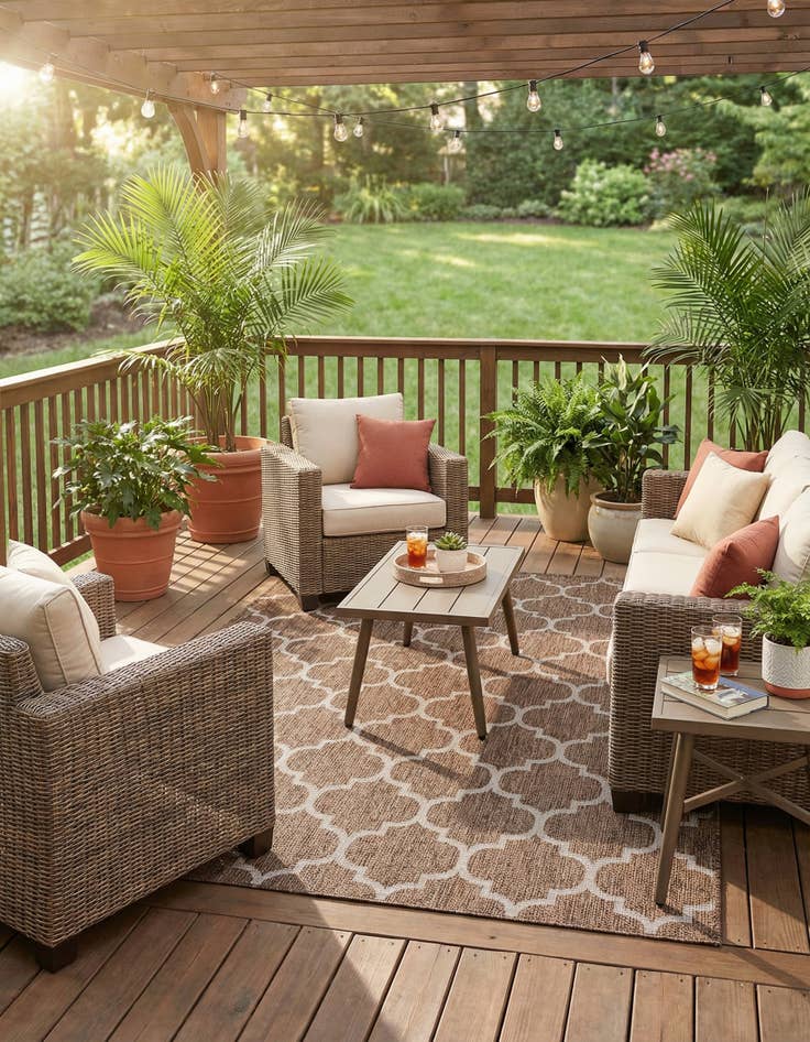 Detail image of  7' x 10'  Washable Lattice Indoor / Outdoor Rug