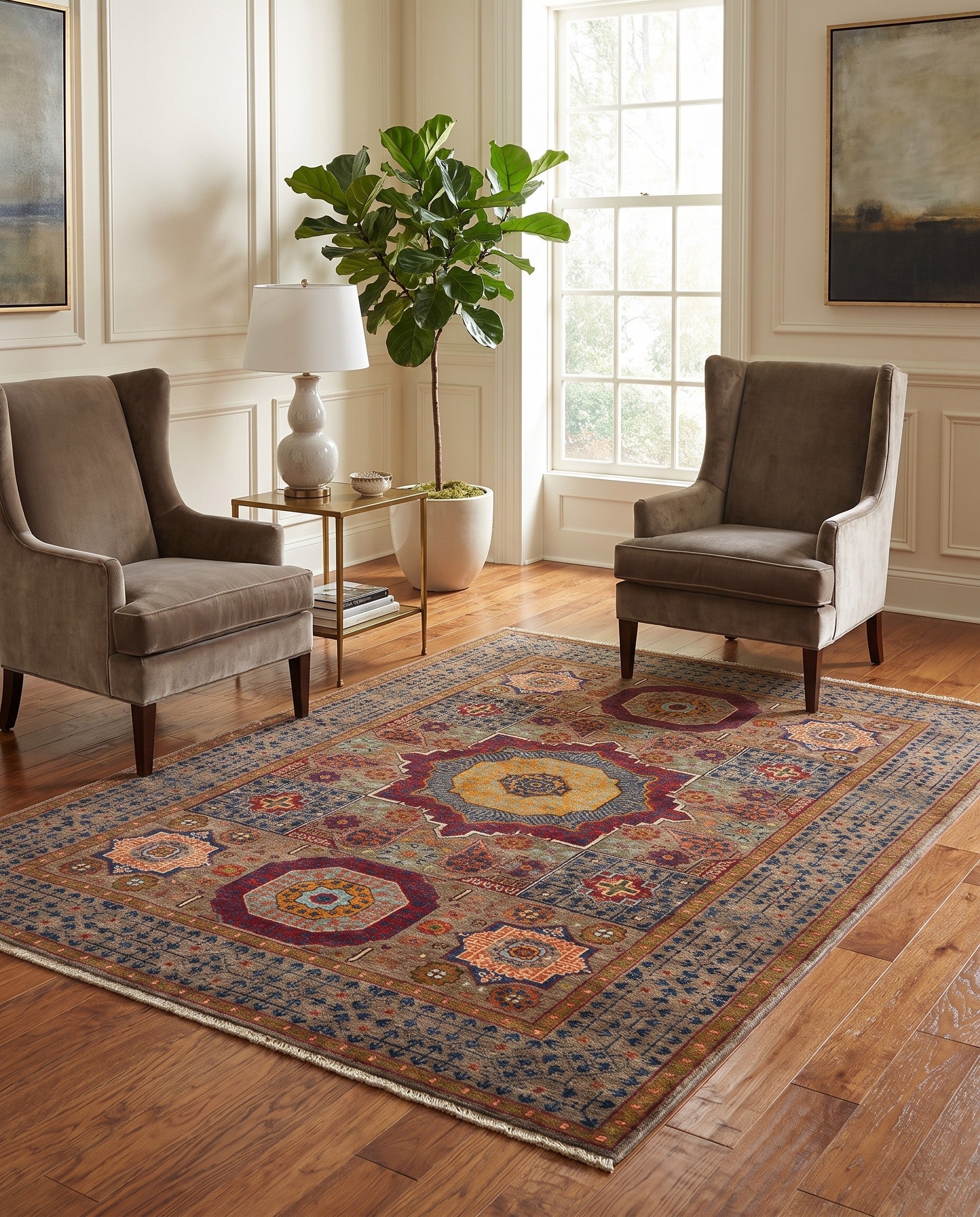 4' 1 x 6' Hand Knotted Mamluk Ziegler Rug