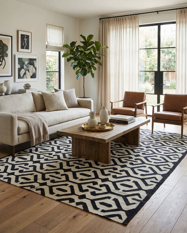 Detail image of 6' 9 x 9' 7 Hand Woven Kilim Modern Wool Rug