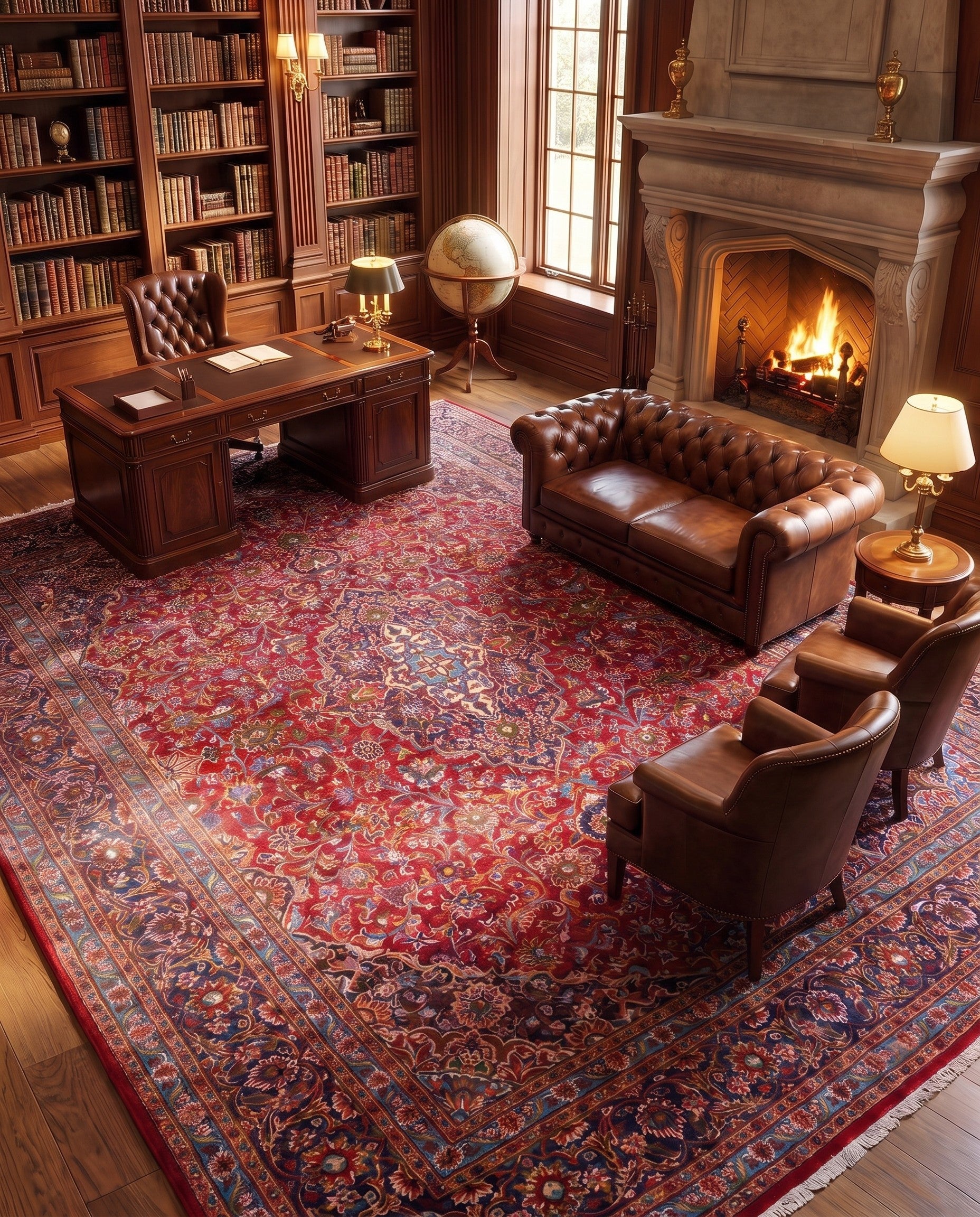 9' 8 x 13' Hand Knotted Mashad Persian Wool Rug