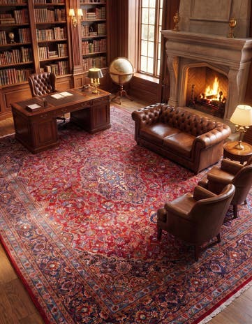 9' 8 x 13' Hand Knotted Mashad Persian Wool Rug