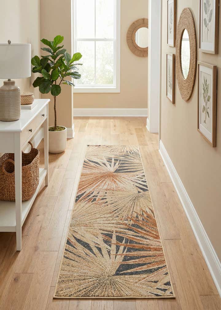 2' x 8' Easy-Clean Botanical Indoor / Outdoor Runner Rug