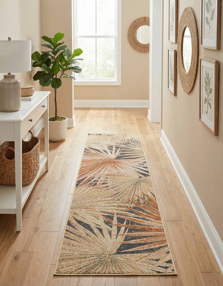 Detail image of 2' x 8'  Washable Botanical Indoor / Outdoor Runner Rug