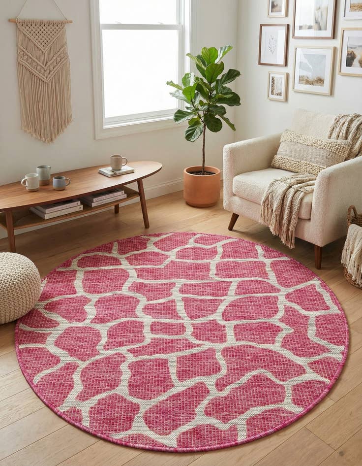 Detail image of 4' x 4'  Washable Safari Indoor / Outdoor Round Rug