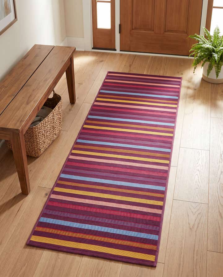 2' x 6' Easy-Clean Striped Indoor / Outdoor Runner Rug