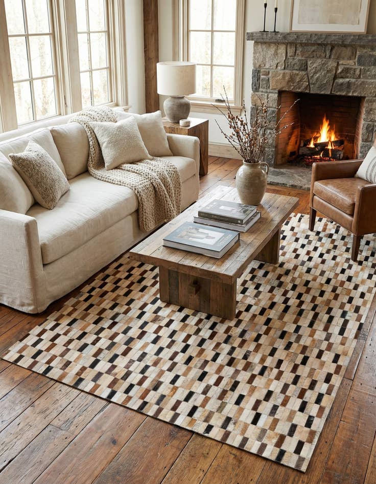 Detail image of 4' 11 x 7' 10 Cowhide Stocks Rug