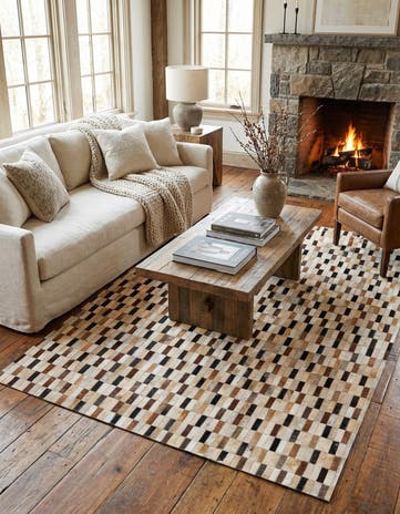 4' 11 x 7' 10 Cowhide Stocks Rug