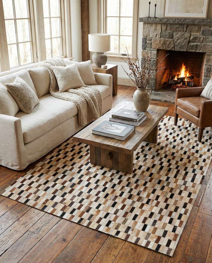 4' 11 x 7' 10 Cowhide Stocks Rug