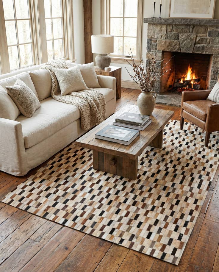 Detail image of 4' 11 x 7' 10 Cowhide Stocks Rug