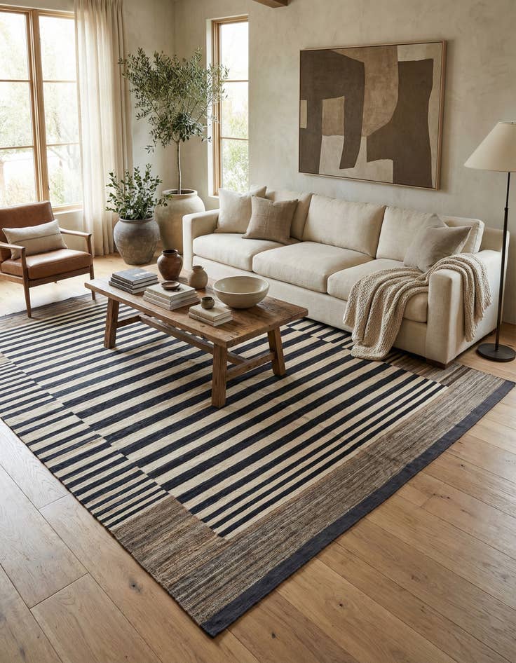 Detail image of  8' 1 x 9' 8  Hand Woven Kilim Modern Wool Rug