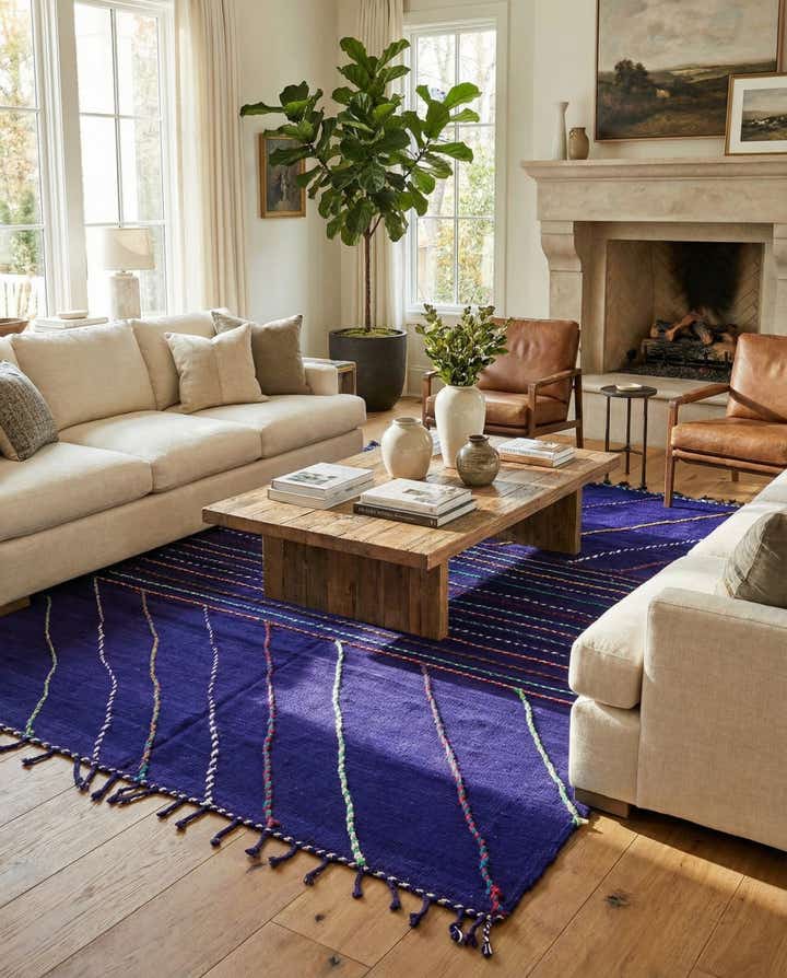 6' 9 x 9' 9 Hand Knotted Moroccan Wool Rug