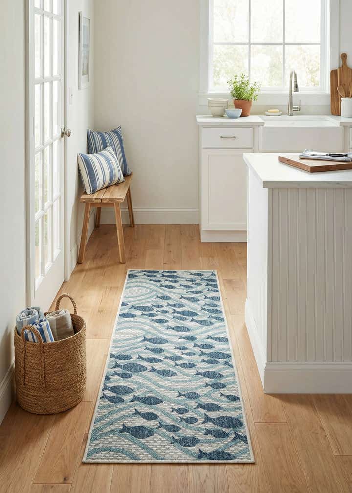 2' x 5' 3 Easy-Clean Coastal Indoor / Outdoor Runner Rug