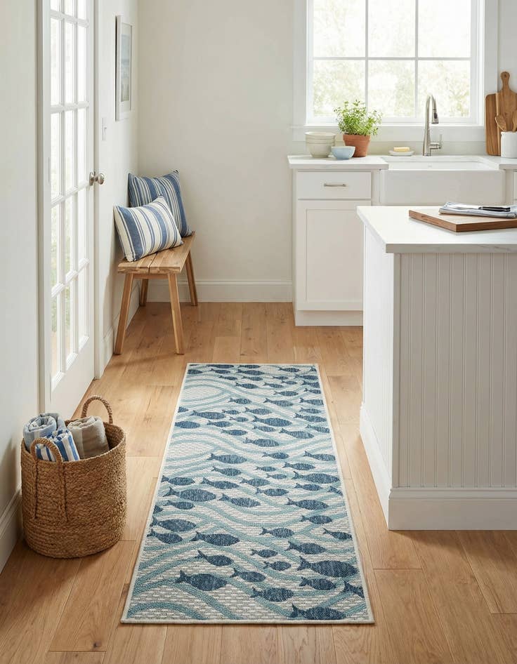 Detail image of 2' x 5' 3  Washable Coastal Indoor / Outdoor Runner Rug