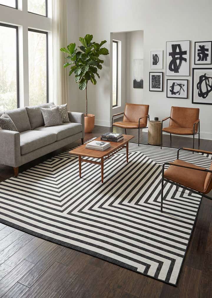 13' x 13' Easy-Clean Modern Indoor / Outdoor Square Rug