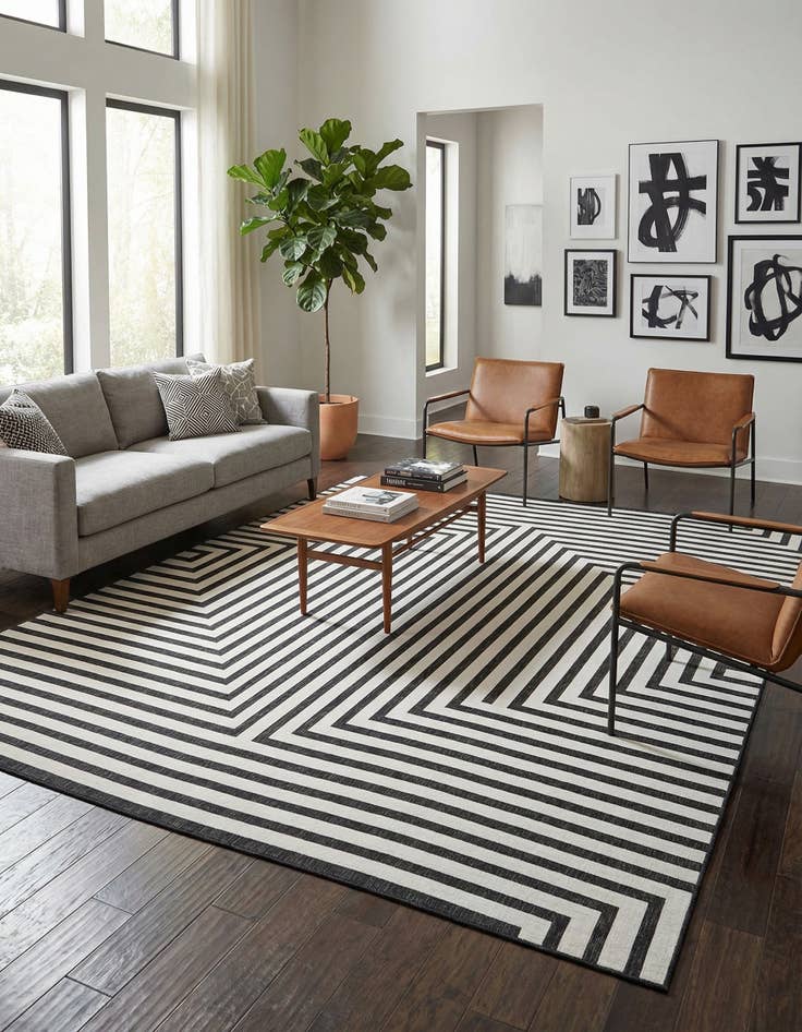 Detail image of 13' x 13' Easy-Clean Modern Indoor / Outdoor Square Rug