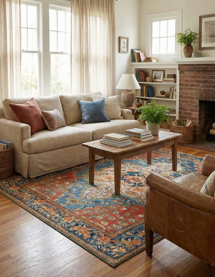 Detail image of  5' x 7'  Washable Traditional Indoor / Outdoor Rug