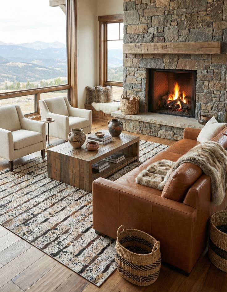 Detail image of  5' x 8' 1 Cowhide Leather Rug