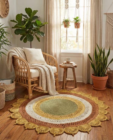  5' 3 x 5' 3  Hand Braided Jute Round Rug