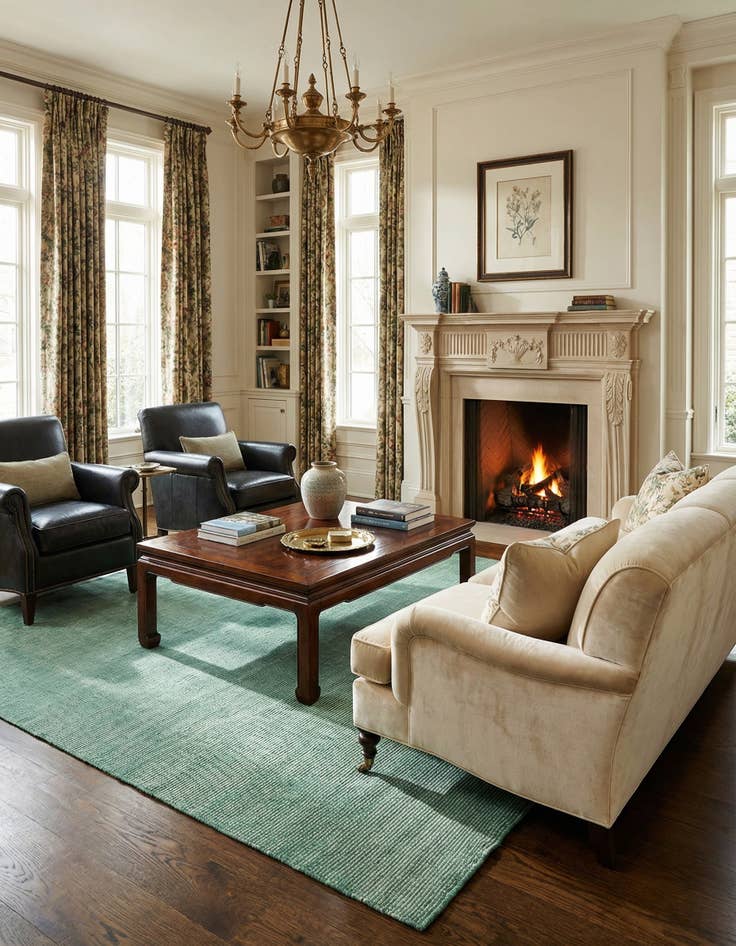 Detail image of 7' 1 x 10'  Hand Woven Jill Zarin English Manor Farmhouse Wool Rug