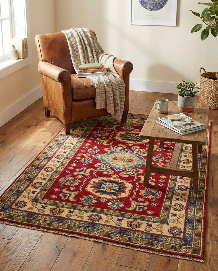 Detail image of 3' 5 x 4' 10 Hand Knotted Kazak Rug