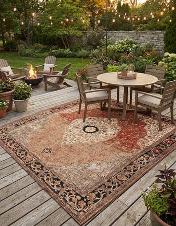 10' x 10' Easy-Clean Traditional Indoor / Outdoor Square Rug