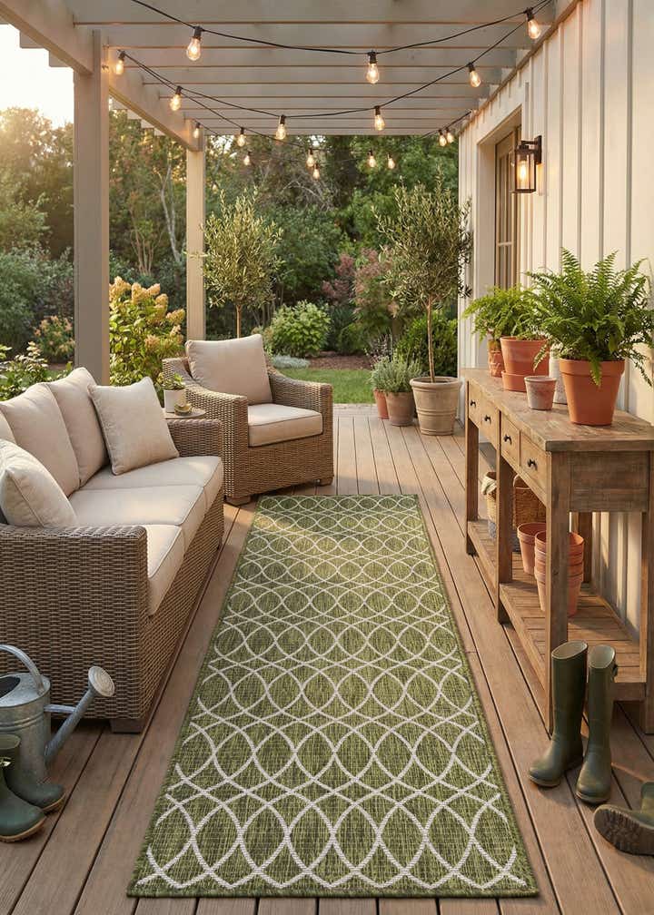 2' 7 x 10' Easy-Clean Trellis Indoor / Outdoor Runner Rug