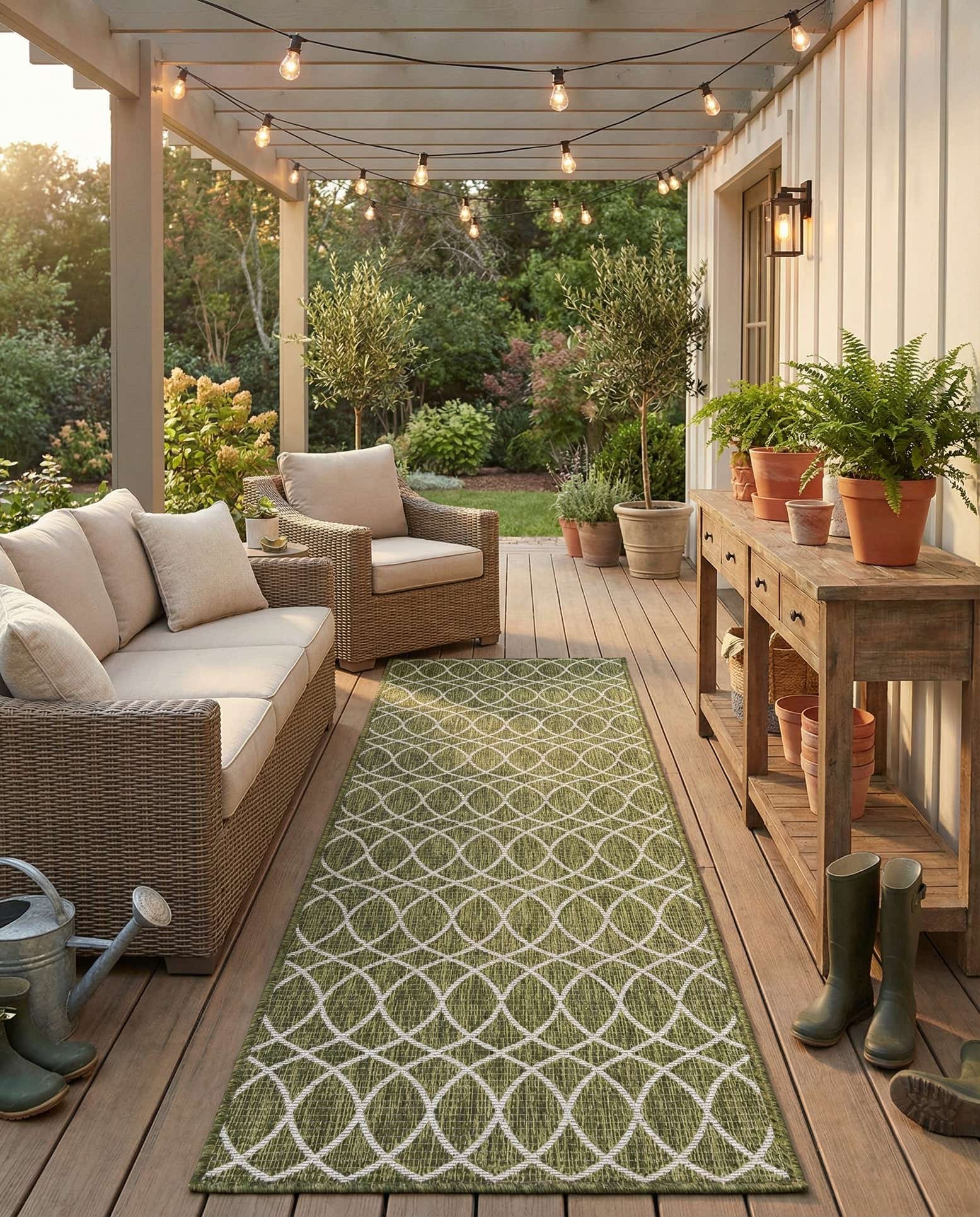 2' 7 x 10' Easy-Clean Trellis Indoor / Outdoor Runner Rug
