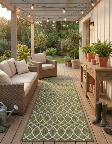 2' 7 x 10' Easy-Clean Trellis Indoor / Outdoor Runner Rug