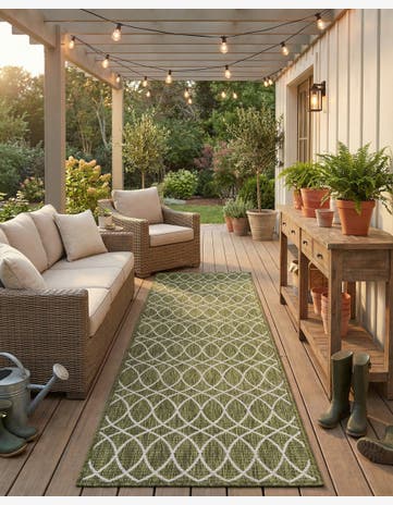 2' 7 x 10' Easy-Clean Lattice Indoor / Outdoor Runner Rug