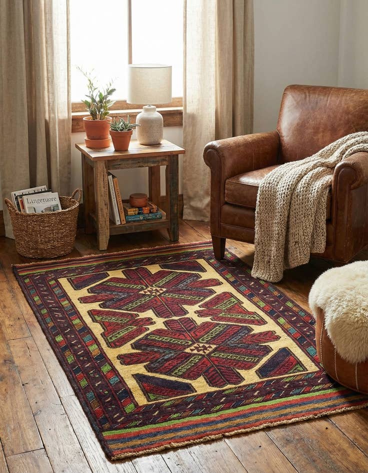 Detail image of  3' x 4' 5  Hand Knotted Sumak Wool Rug