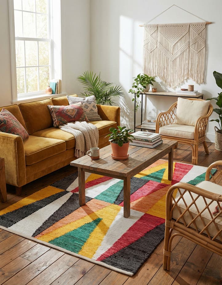 4' 1 x 6' 1 Hand Braided Chindi Cotton Rug