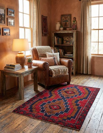 2' 9 x 4' 8 Hand Knotted Balouch Persian Wool Rug