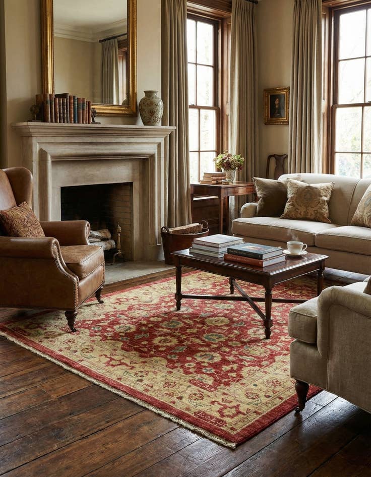 Detail image of 3' 5 x 5'  Hand Knotted Peshawar Ziegler Rug