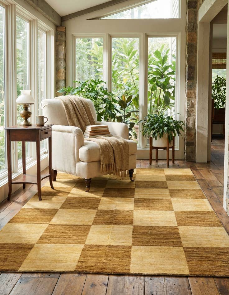 Detail image of  4' 3 x 6' 6  Hand Knotted Modern Ziegler Oriental Rug