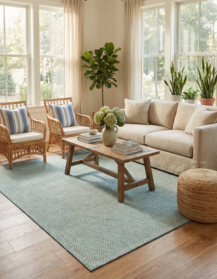 Detail image of 7' 10 x 11'  Washable Trellis Indoor / Outdoor Rug