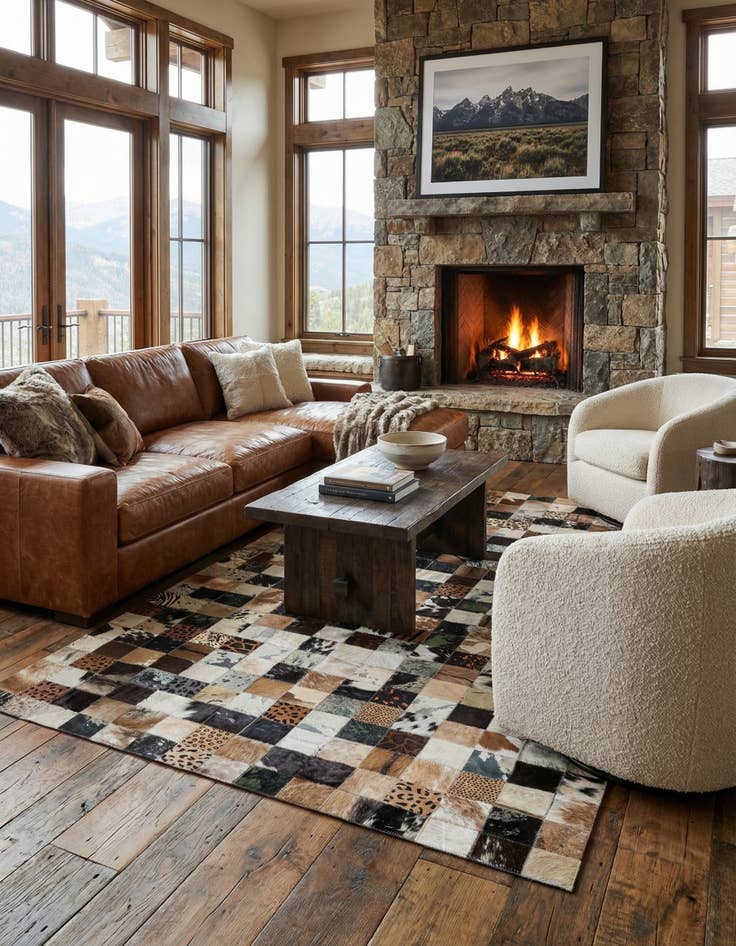 Detail image of  5' x 8' Cowhide Leather Rug