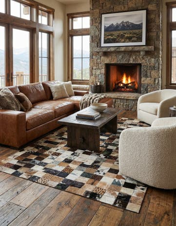 5' x 8' Cowhide Leather Rug
