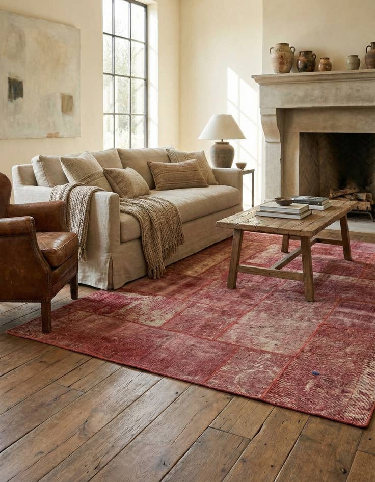 Detail image of 5' x 6' 8  Hand Knotted Ultra Vintage Persian Wool Square Rug