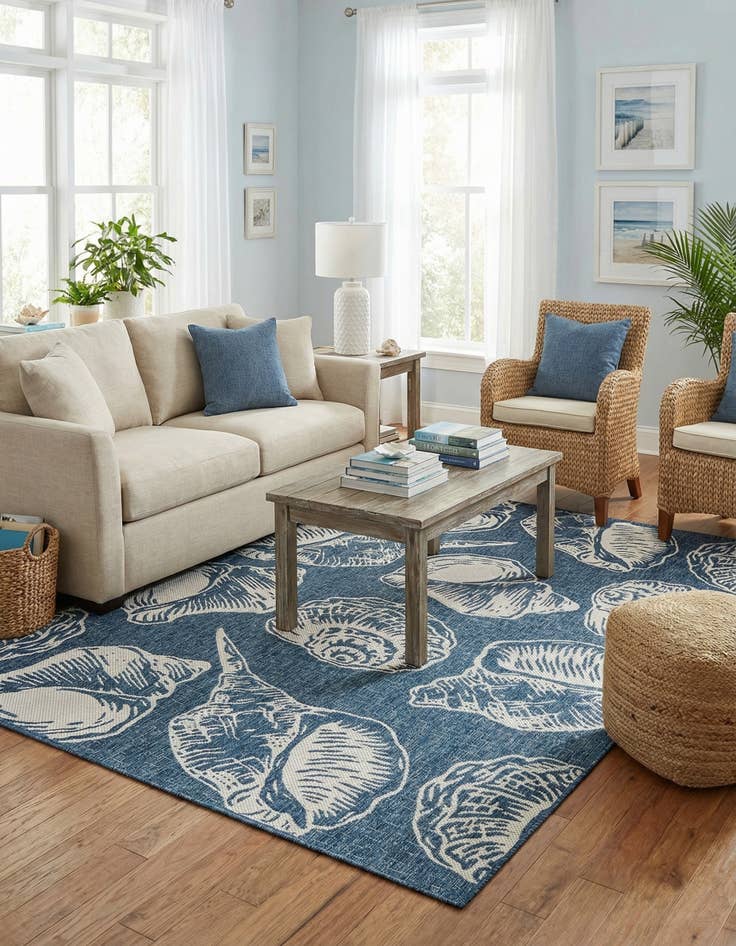 Detail image of  6' x 9'  Washable Coastal Indoor / Outdoor Rug