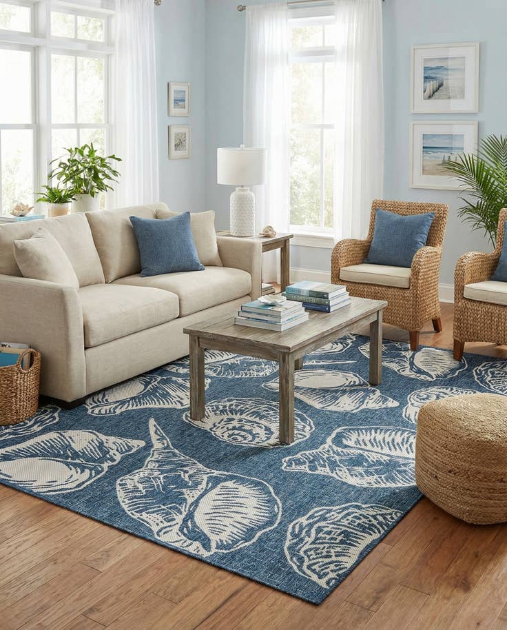 Detail image of 6' x 9' Easy-Clean Coastal Indoor / Outdoor Rug