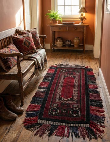 1' 6 x 4' Hand Knotted Balouch Persian Wool Runner Rug