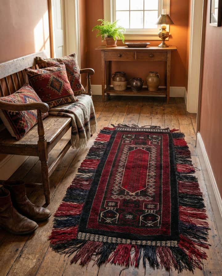 1' 6 x 4' Hand Knotted Balouch Persian Wool Runner Rug