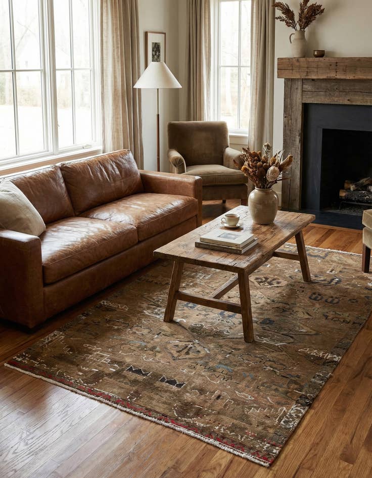 Detail image of 3' 10 x 5' 10  Hand Knotted Ultra Vintage Persian Wool Rug