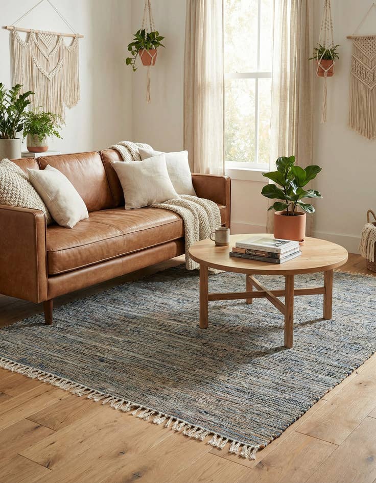 Detail image of  7' 1 x 10'  Hand Woven Chindi Jute Rug