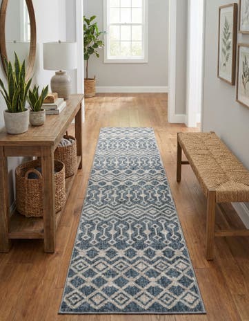 Harbor Blue Eco Trellis Runner Rug