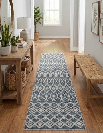 Harbor Blue Eco Trellis Runner Rug