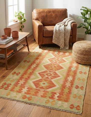 3' 3 x 5' Hand Woven Kilim Waziri Wool Rug